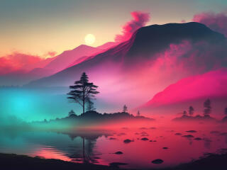 4K Sunset Mountain Landscape wallpaper