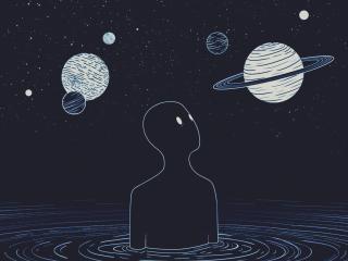 A Fool Moon Night Space Traveler Art wallpaper