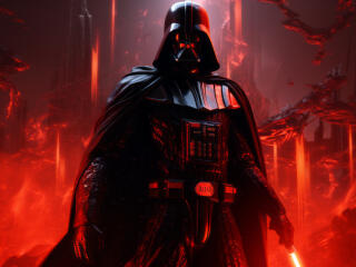 Acid Red Darth Vader HD Wallpaper