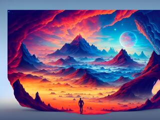 Adventure in New Colorful Planet HD AI Art Wallpaper