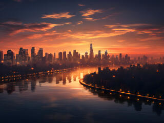 Aesthetic Cityscape 4K Sunset wallpaper