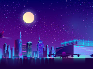 Airport Night Illustration wallpaper