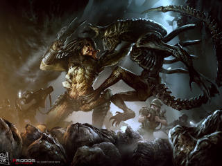 alien, predator, battle wallpaper
