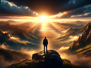 Alone HD Inspirational Sunrise Mountains Wallpaper