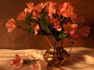 alstroemeria, bouquet, pitcher Wallpaper