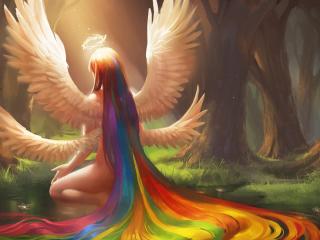angel, wings, nimbus wallpaper