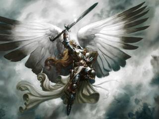 angel, wings, sword Wallpaper
