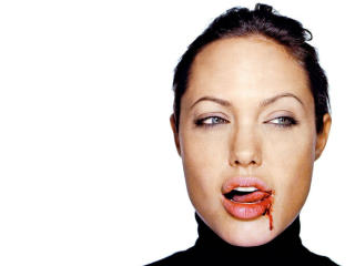 Angelina Jolie Blood on Lips Portrait wallpaper wallpaper