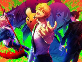 Anime Chainsaw Man 4k Colorful Poster wallpaper
