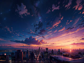 Anime City 4K Top View wallpaper