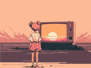 Anime Girl 4k Watching Landscape wallpaper