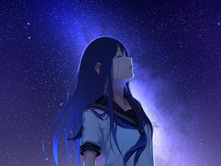 Anime Girl And Night Stars wallpaper
