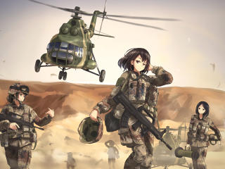 anime, girl, helicopter wallpaper