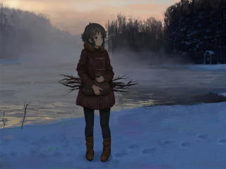 Anime Girl in Winter wallpaper