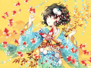 anime, girl, kimono wallpaper