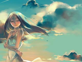 anime, girl, sky Wallpaper