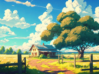 Anime Landscape HD Farm wallpaper