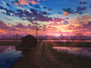 Anime Sunset HD Cool Art wallpaper