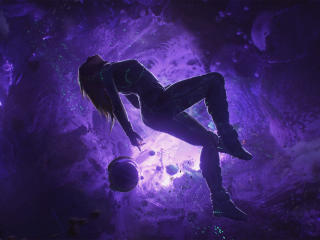 Artistic Girl Purple Space Space Suit wallpaper