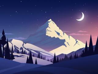 Artistic Mountain HD Moon wallpaper