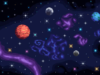 Artistic Pixel Art HD Space wallpaper