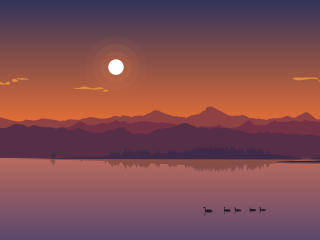 Artistic Sunset At Lake wallpaper