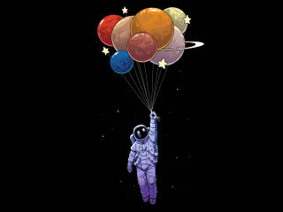 Astronaut Holding of Colorful Balloons wallpaper