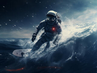 Astronaut Surfing HD Adventure wallpaper