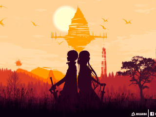 Asuna Yuuki & Kirito Cool Sword Art Online wallpaper