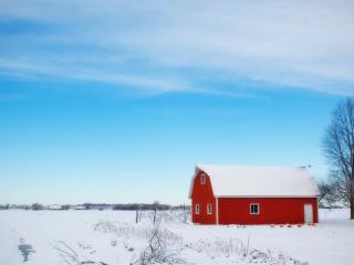 barn, winter, sky wallpaper