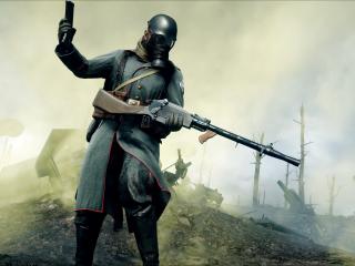 Battlefield 1 Soldier With Rifle And Gas Mask wallpaper