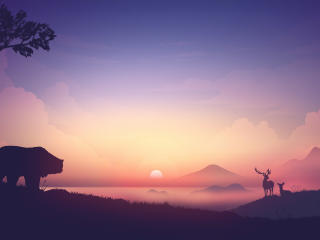 Beautiful Artistic Sunrise In Forest wallpaper