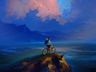 Bicycle Alone Ride HD Landscape wallpaper