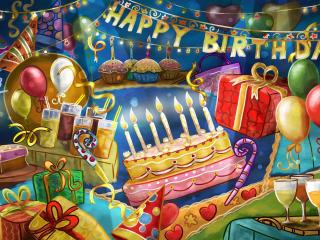 birthday, pie, gifts wallpaper