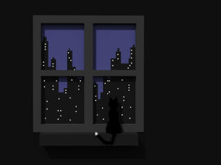 Black Cat Looking Out Window Minimal wallpaper