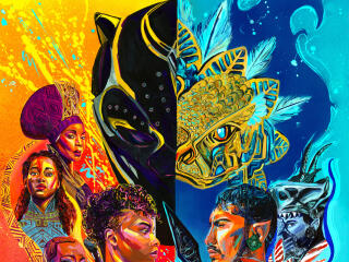 Black Panther Wakanda Forever Colorful Poster wallpaper