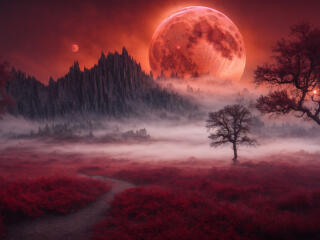 Blood Moon Night HD Digital Art wallpaper