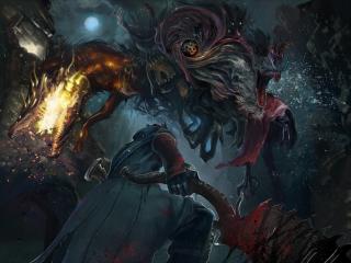 bloodborne Hunter & Monster wallpaper