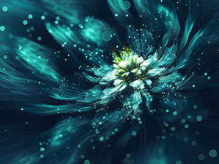 Blue Fractal Flower Wallpaper