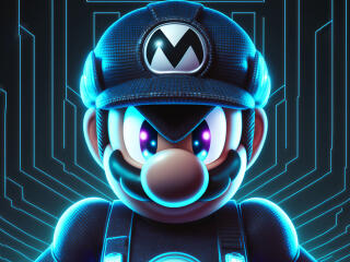 Blue Mario AI Art wallpaper