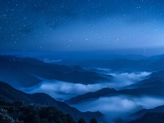 Blue Starry Mountain 4K Valley wallpaper