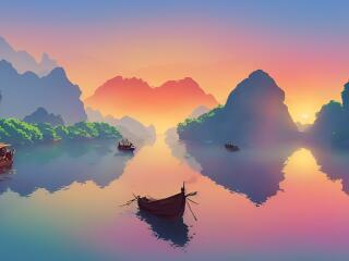 Boating Adventure HD Cool Gradient Sunset wallpaper