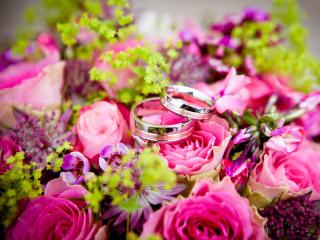 bouquet, rings, wedding wallpaper