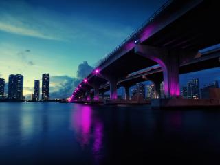 bridge, lights, evening wallpaper