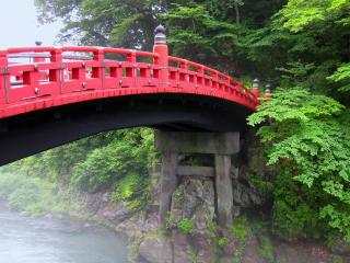 bridge, river, trees wallpaper