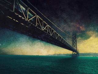 bridge, sea, sky wallpaper