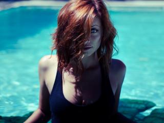 brunette, swimming pool,  model wallpaper