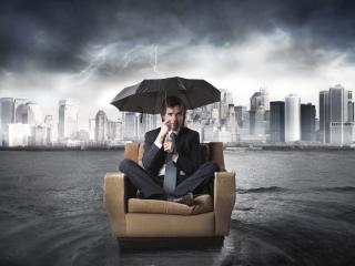businessman, chair, flood wallpaper