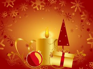 candle, christmas tree, gifts Wallpaper