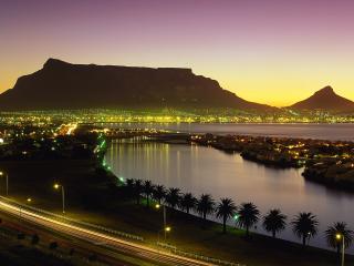 cape town, south africa, night lights wallpaper